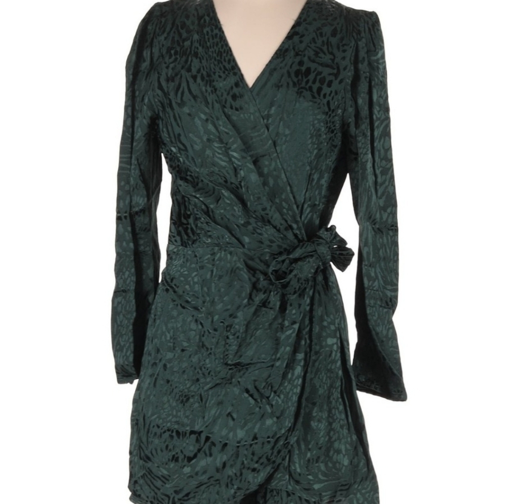 H&M Teal Long Sleeve Wrap Dress - Picture 3 of 8